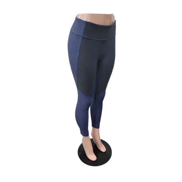 NEW Outdoor Voices Spring 7/8 Color Block Athletic Leggings Black Blue‎ Size S - Picture 14 of 14